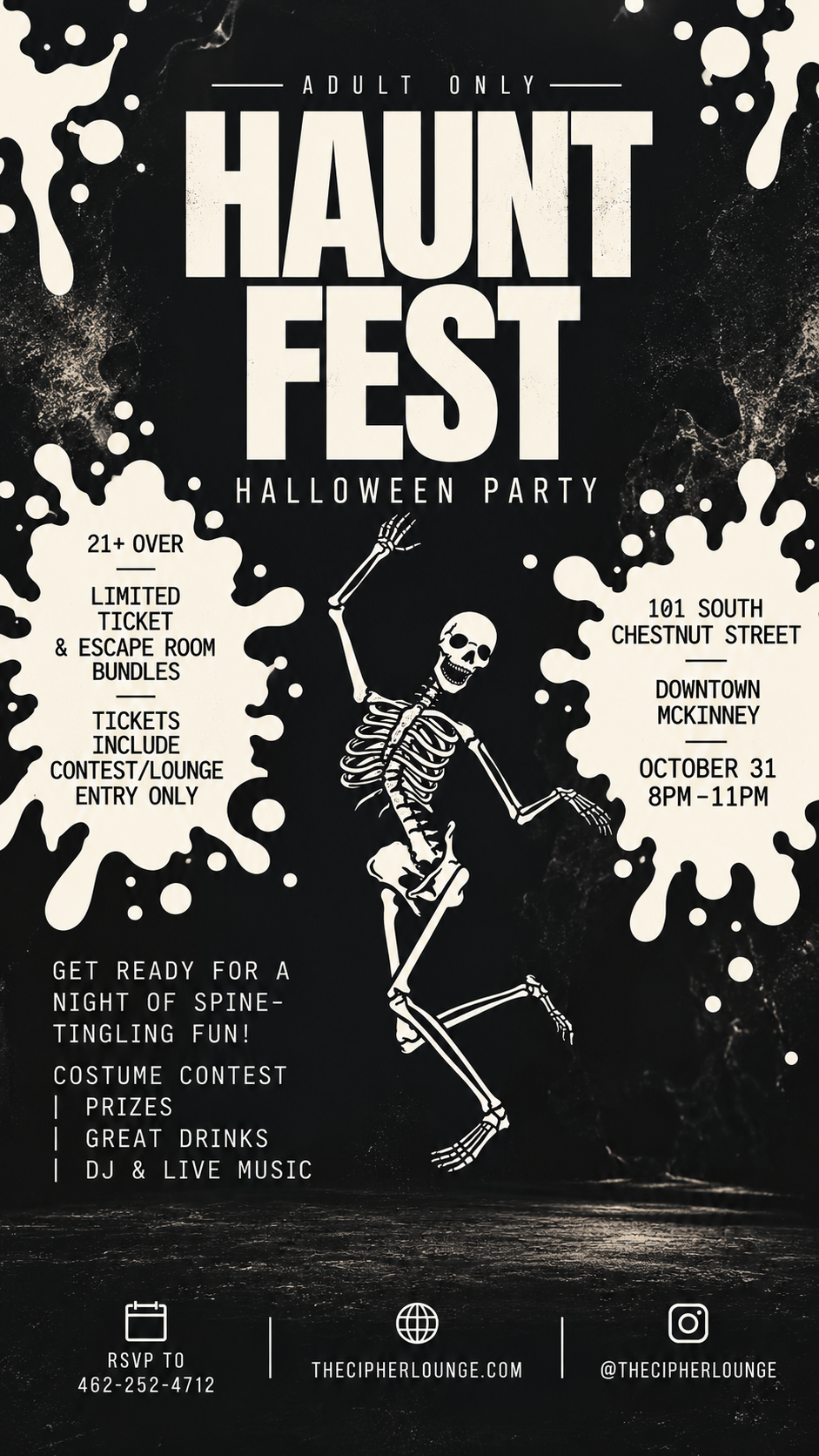 Haunt Fest Halloween Party at The Cipher Lounge on October 31 from 8 PM to 11 PM